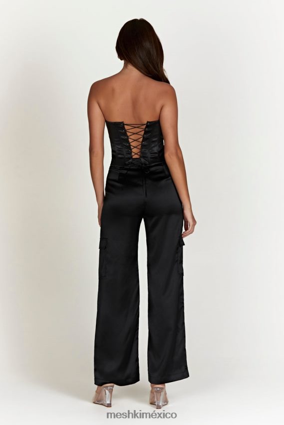 Meshki pantalón cargo amaya de satén negro ropa H48F8H1574