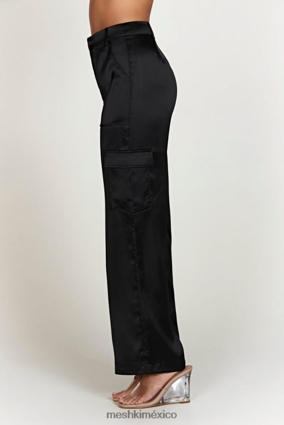 Meshki pantalón cargo amaya de satén negro ropa H48F8H1574