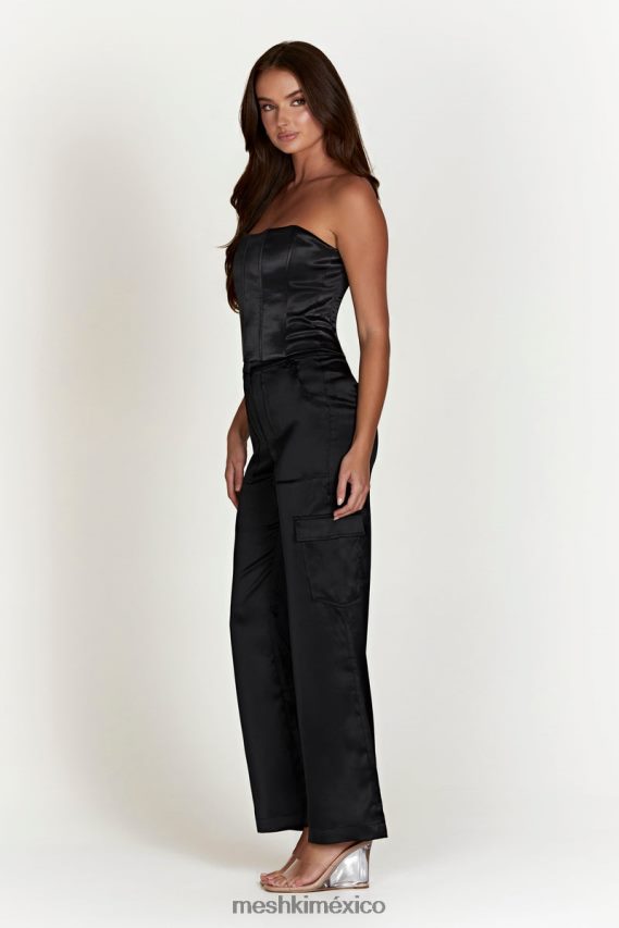 Meshki pantalón cargo amaya de satén negro ropa H48F8H1574