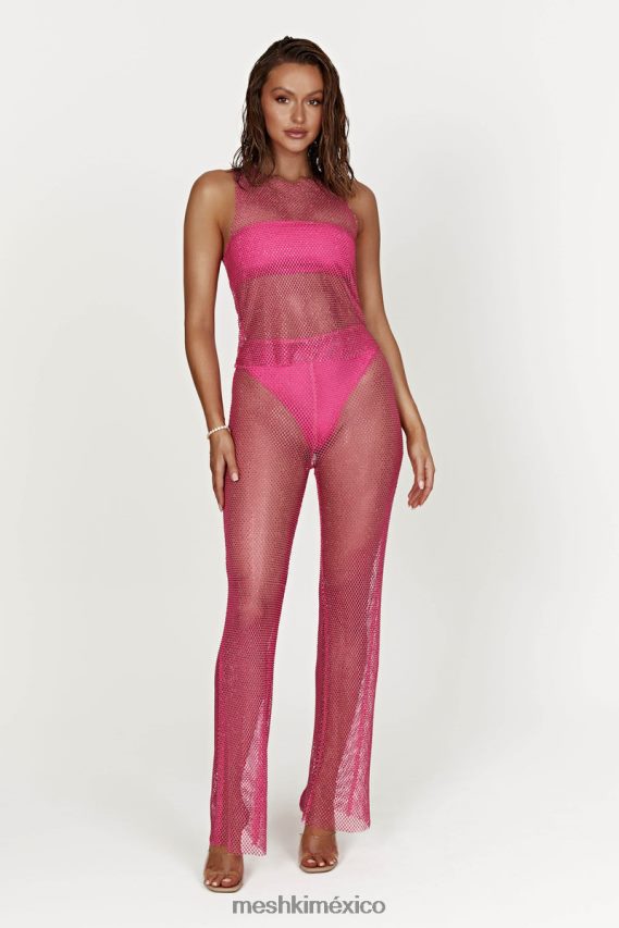 Meshki pantalón de malla con diamantes emerson Rosa Rosa ropa H48F8H1614