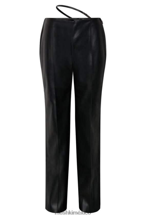 Meshki pantalón de pu de talle medio y pernera ancha zarsa negro ropa H48F8H1443