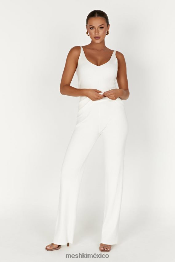 Meshki pantalón de punto linnie de pierna recta blanco ropa H48F8H1395