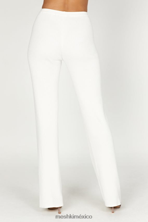 Meshki pantalón de punto linnie de pierna recta blanco ropa H48F8H1395