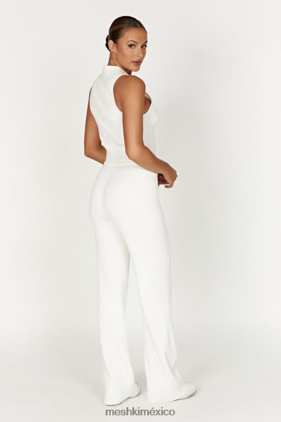 Meshki pantalón de punto linnie de pierna recta blanco ropa H48F8H1395