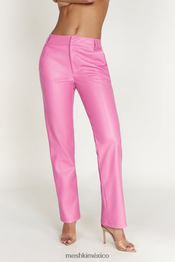 Meshki pantalón matilda holgado de talle bajo de piel sintética Rosa Rosa ropa H48F8H1434