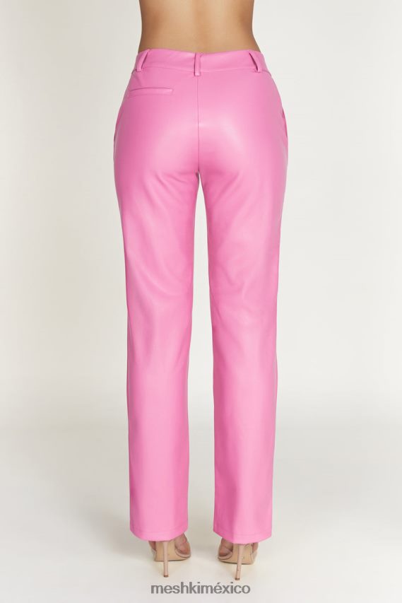 Meshki pantalón matilda holgado de talle bajo de piel sintética Rosa Rosa ropa H48F8H1434