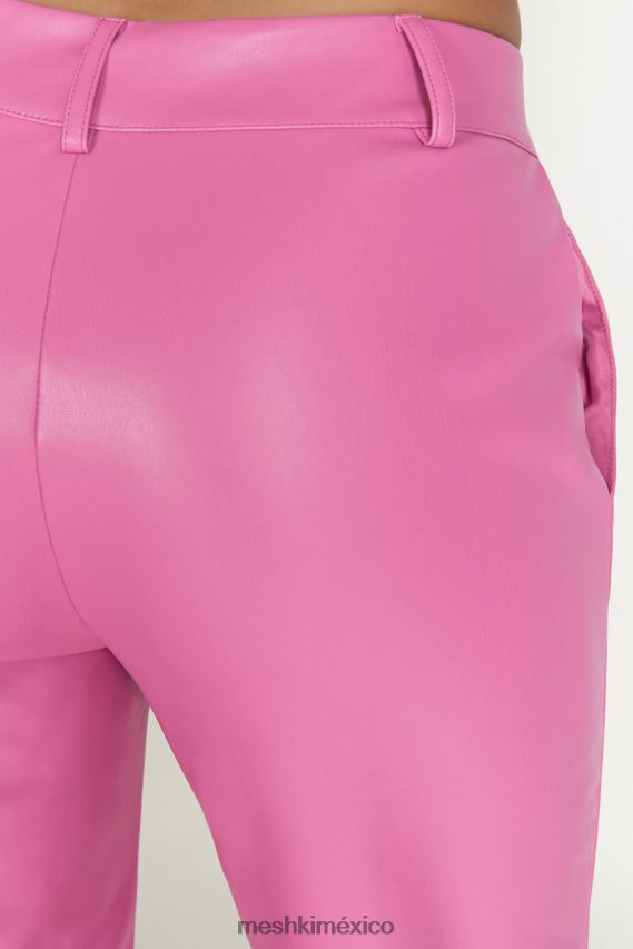 Meshki pantalón matilda holgado de talle bajo de piel sintética Rosa Rosa ropa H48F8H1434