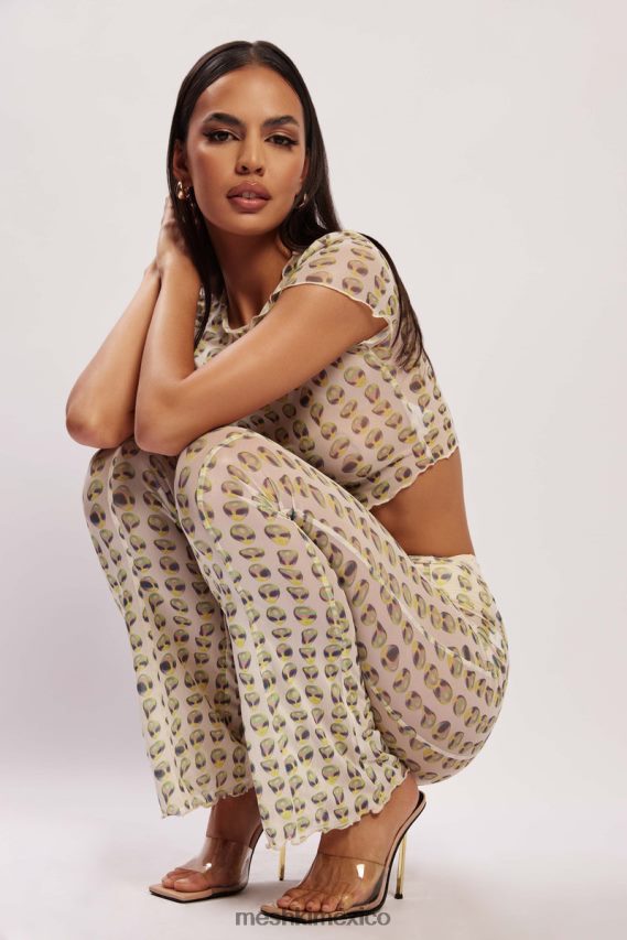 Meshki pantalón recto de malla nora impresión alienígena ropa H48F8H1602