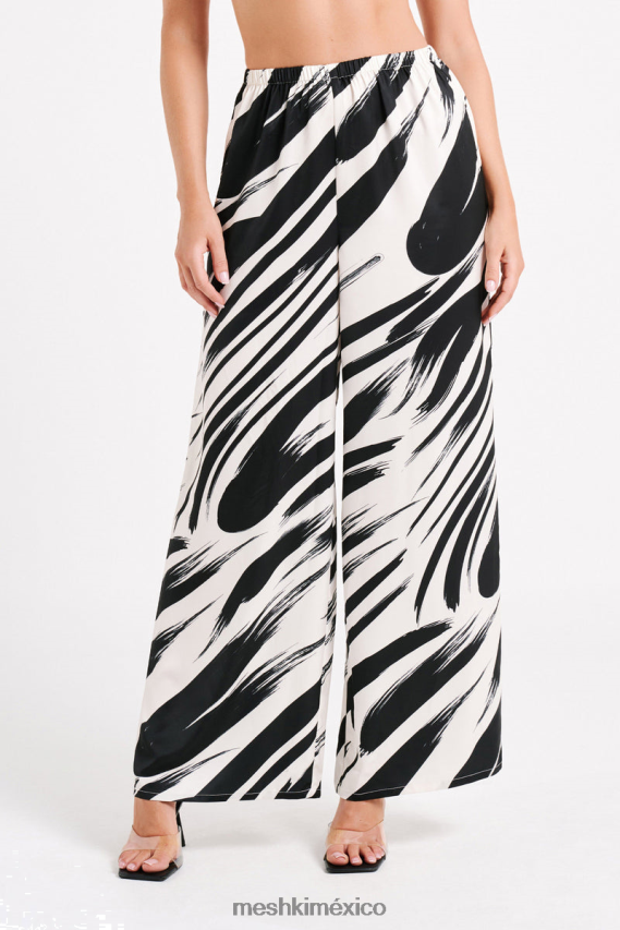 Meshki pantalón recto de satén estampado Marciela impresión abstracta ropa H48F8H1236