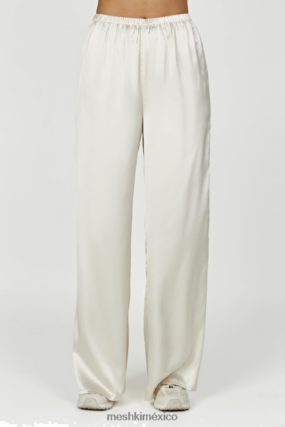 Meshki pantalón recto de satén marciela Marfil ropa H48F8H1303