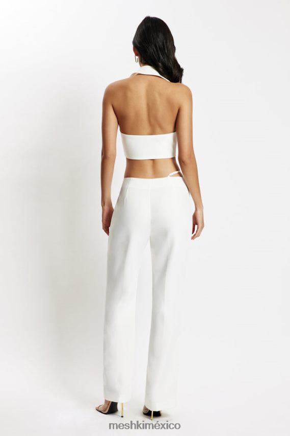 Meshki pantalón recto de talle bajo semara blanco ropa H48F8H1594