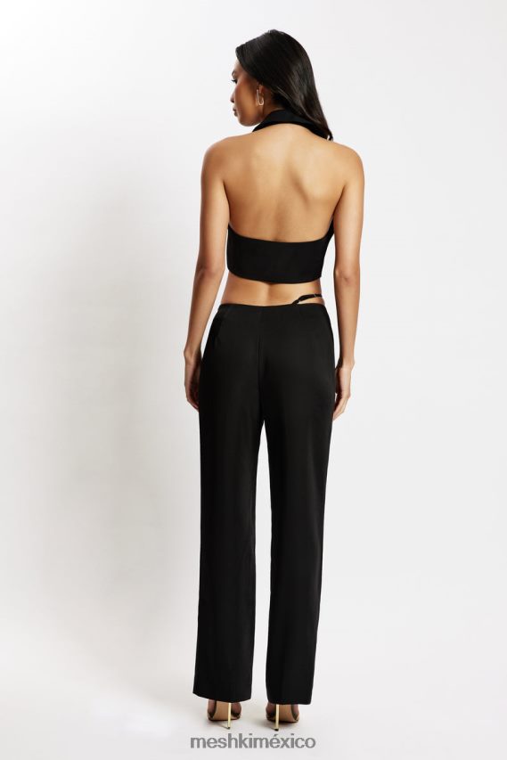 Meshki pantalón recto de talle bajo semara negro ropa H48F8H1591