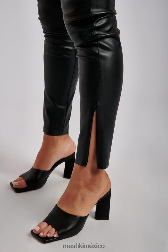 Meshki pantalón shayla skinny de piel sintética con abertura negro ropa H48F8H1340