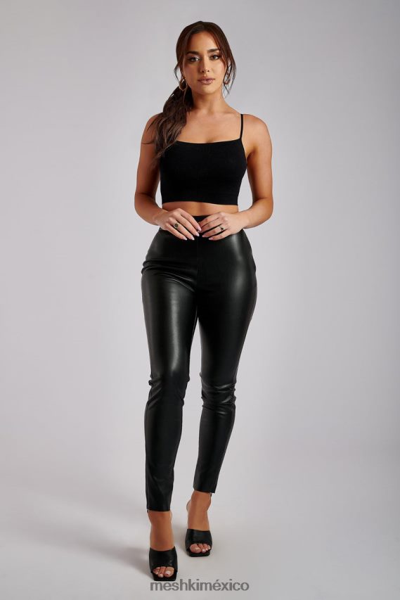 Meshki pantalón shayla skinny de piel sintética con abertura negro ropa H48F8H1340