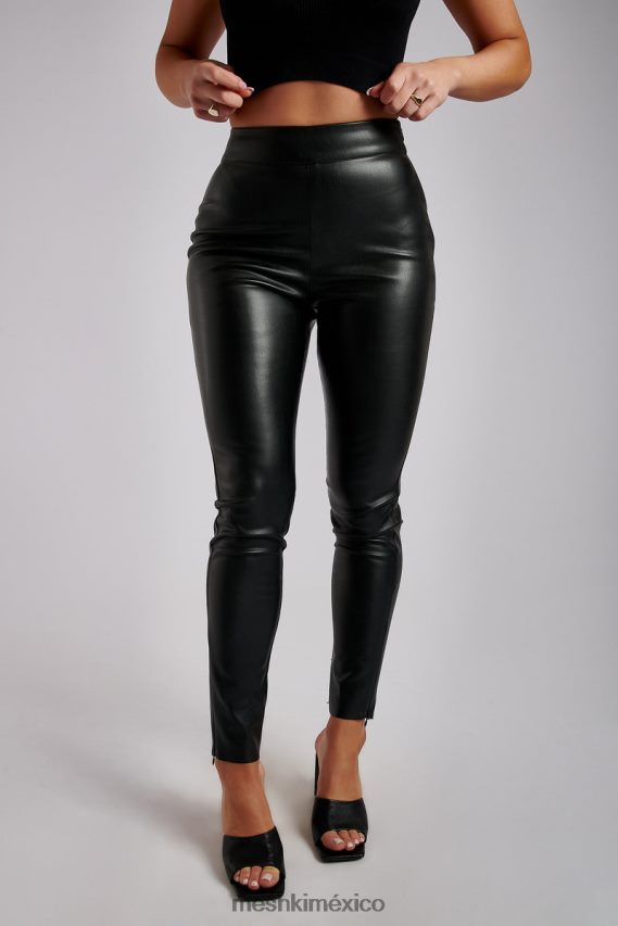 Meshki pantalón shayla skinny de piel sintética con abertura negro ropa H48F8H1340