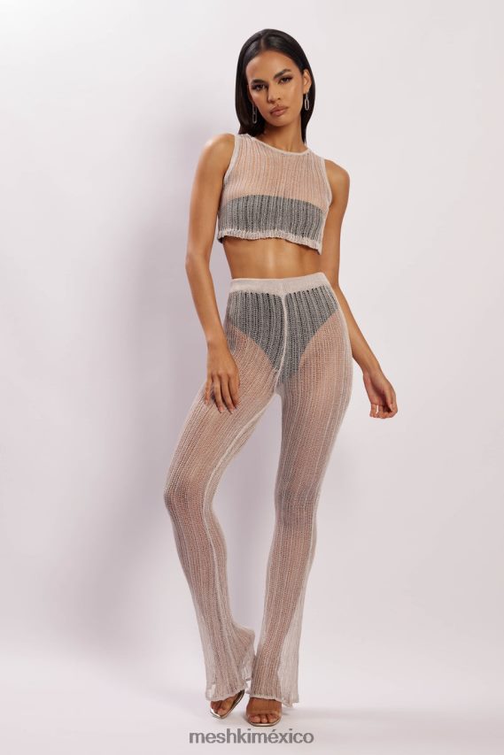 Meshki pantalones acampanados de punto mandy gris ropa H48F8H1599