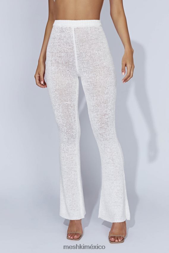 Meshki pantalones acampanados de punto mary blanco ropa H48F8H1589