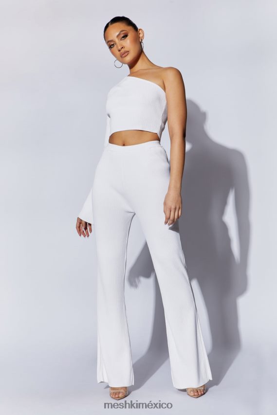 Meshki pantalones acampanados de punto rue blanco ropa H48F8H1513