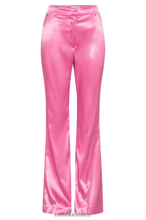 Meshki pantalones acampanados de satén maeva rosa chicle ropa H48F8H1489
