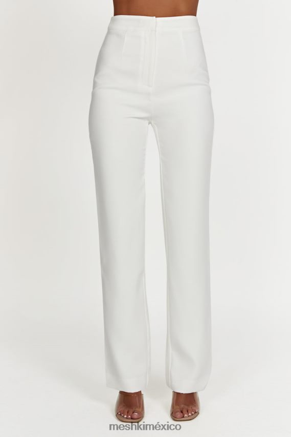 Meshki pantalones allanah de pierna recta blanco ropa H48F8H1276