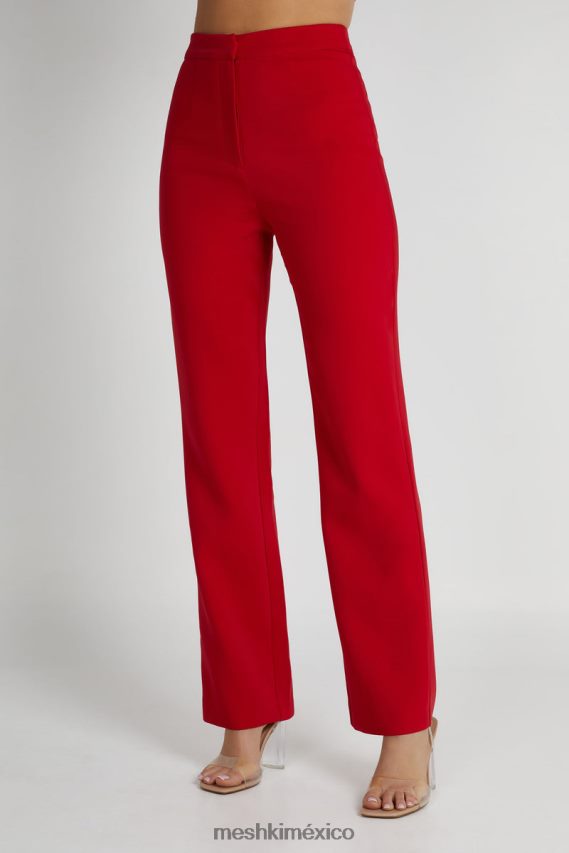 Meshki pantalones allanah de pierna recta rojo ropa H48F8H1326