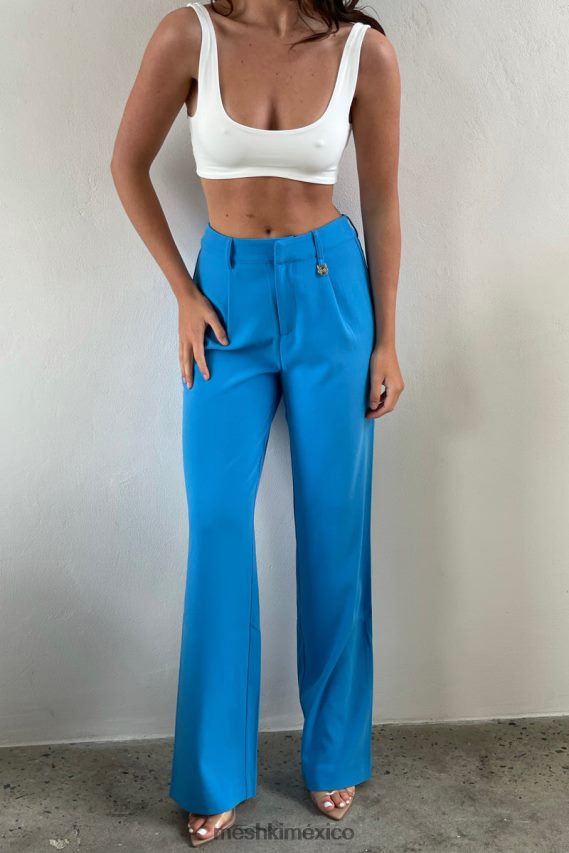 Meshki pantalones anchos de talle medio Minu azul celeste ropa H48F8H1514