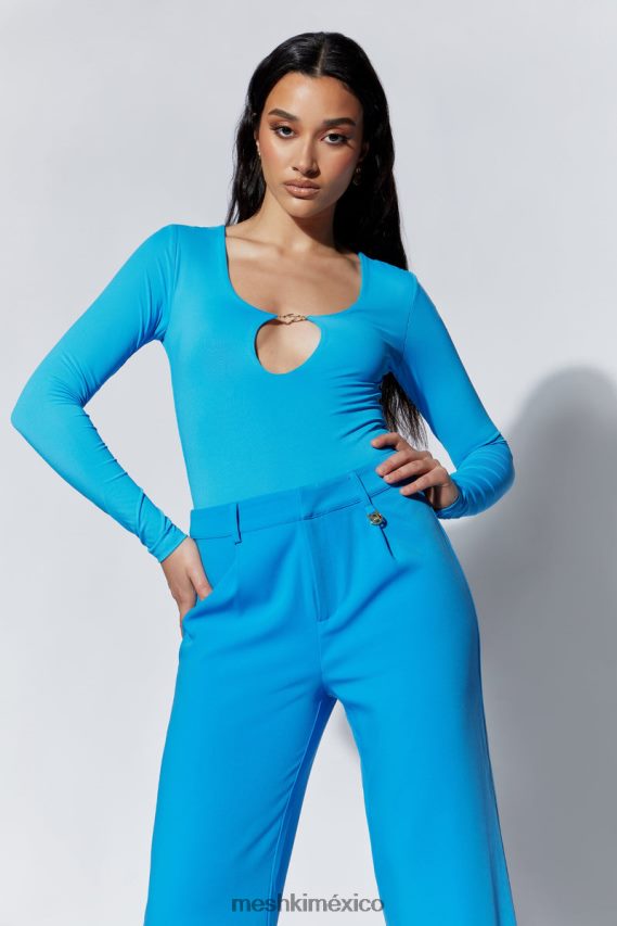 Meshki pantalones anchos de talle medio Minu azul celeste ropa H48F8H1514