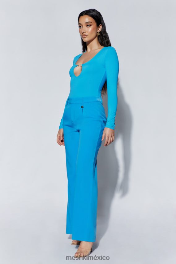 Meshki pantalones anchos de talle medio Minu azul celeste ropa H48F8H1514