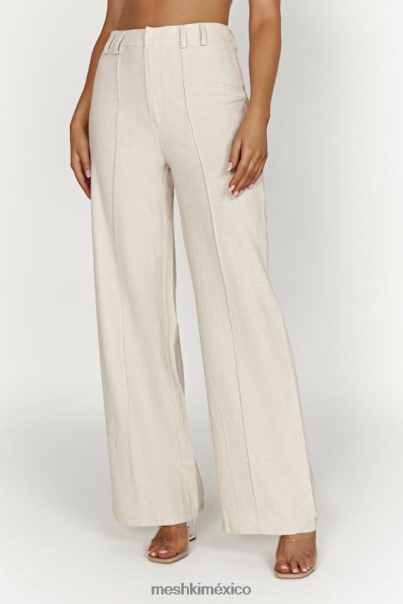 Meshki pantalones anchos julie de lino natural ropa H48F8H1465