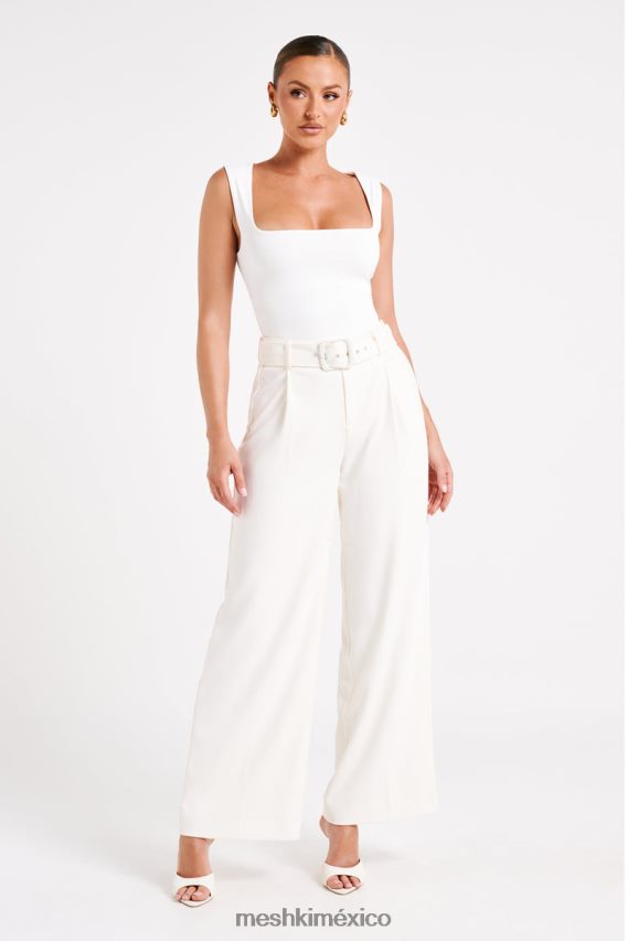 Meshki pantalones de traje con pernera ancha tenley Marfil ropa H48F8H1248