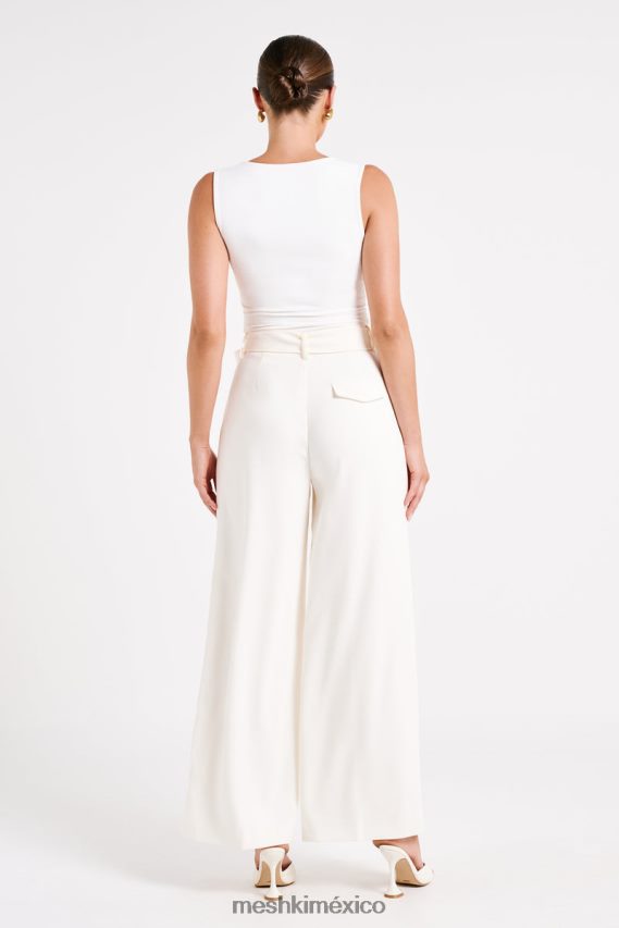 Meshki pantalones de traje con pernera ancha tenley Marfil ropa H48F8H1248