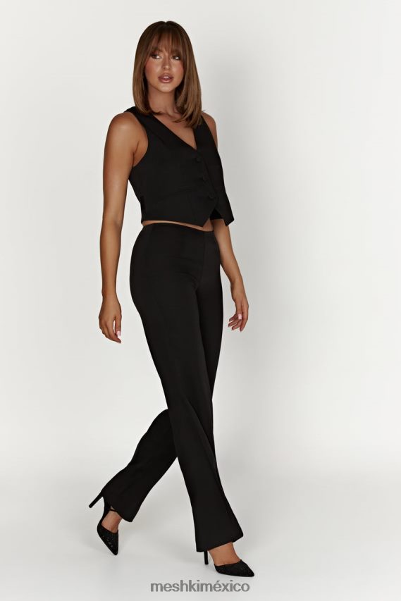 Meshki pantalones de traje de talle bajo laurie negro ropa H48F8H1442