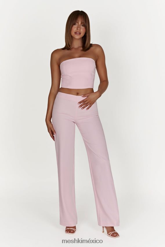 Meshki pantalones de traje de talle bajo laurie rubor rosa ropa H48F8H1462