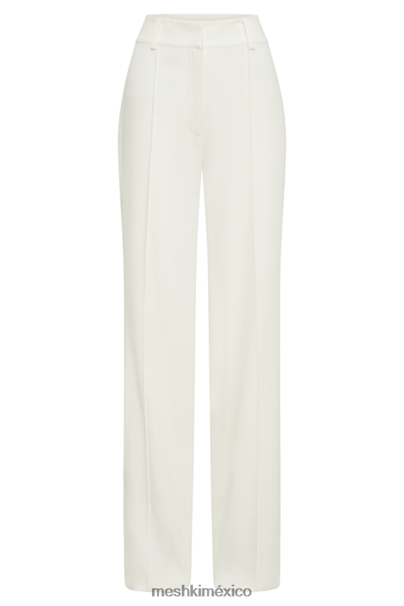 Meshki pantalones de traje lisa de talle alto Marfil ropa H48F8H1274