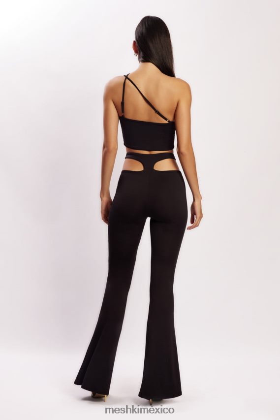 Meshki pantalones harley de talle alto con tanga y aberturas negro ropa H48F8H1603