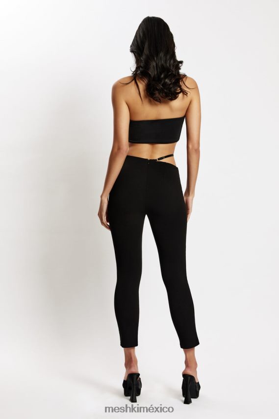 Meshki pantalones irene con corte delantero en v negro ropa H48F8H1595