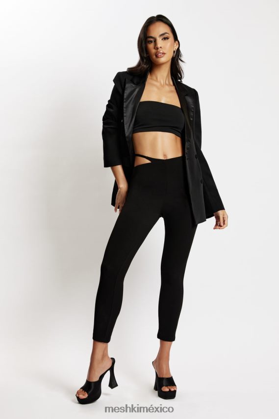 Meshki pantalones irene con corte delantero en v negro ropa H48F8H1595