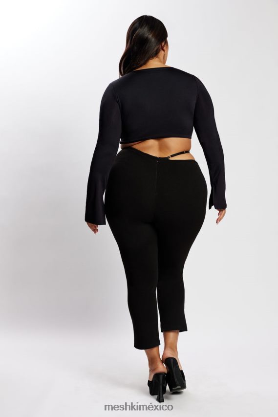 Meshki pantalones irene con corte delantero en v negro ropa H48F8H1595