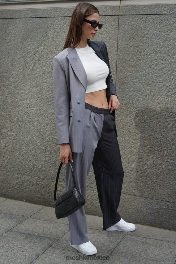 Meshki pantalones janelle de talle bajo gris dos tonos ropa H48F8H1598