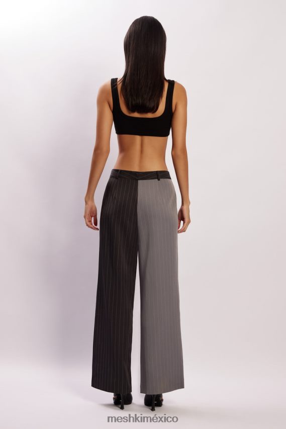 Meshki pantalones janelle de talle bajo gris dos tonos ropa H48F8H1598