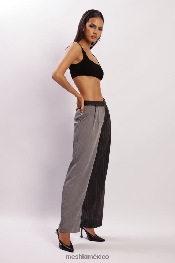 Meshki pantalones janelle de talle bajo gris dos tonos ropa H48F8H1598