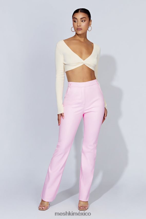 Meshki pantalones tyra de pernera recta de piel sintética Bebé rosa ropa H48F8H1431