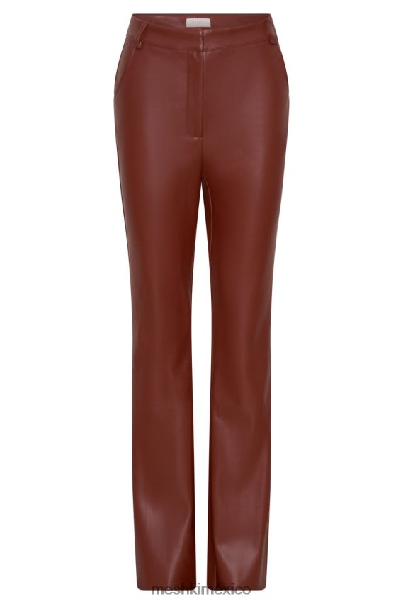 Meshki pantalones tyra de pernera recta de piel sintética chocolate con cerezas ropa H48F8H1609