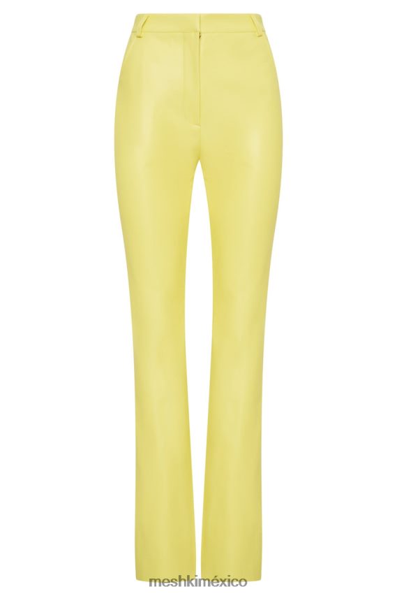 Meshki pantalones tyra de pernera recta de piel sintética limón ropa H48F8H1584
