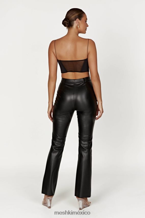 Meshki pantalones tyra de pernera recta de piel sintética negro ropa H48F8H1225