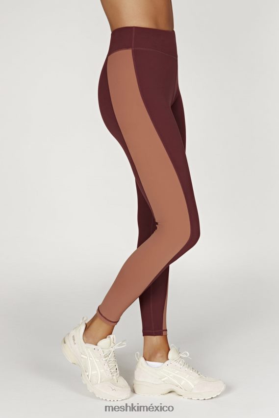 Meshki leggins con paneles de dos tonos Libby caoba/bronceado ropa H48F8H1475