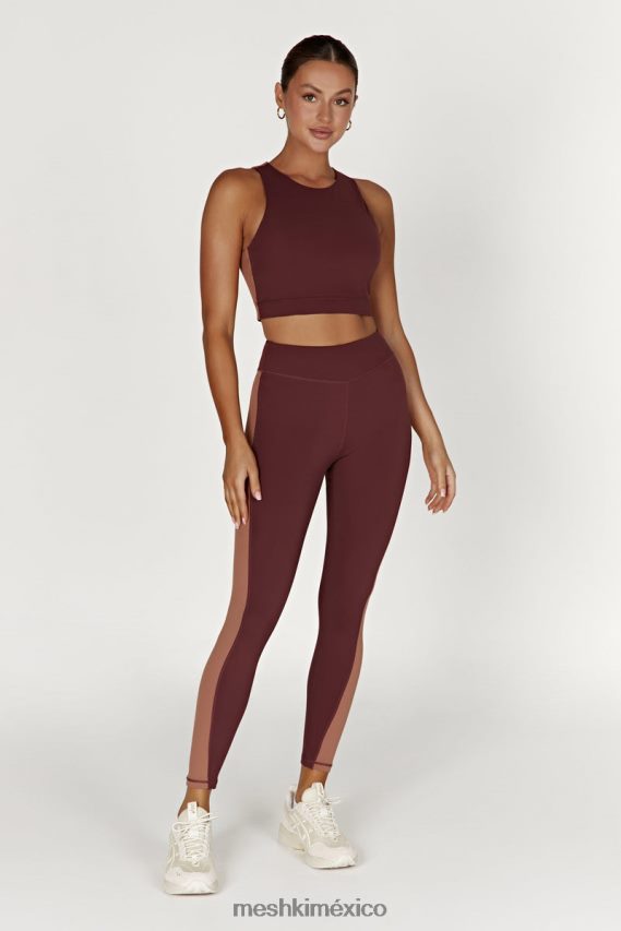 Meshki leggins con paneles de dos tonos Libby caoba/bronceado ropa H48F8H1475