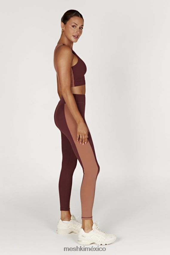 Meshki leggins con paneles de dos tonos Libby caoba/bronceado ropa H48F8H1475