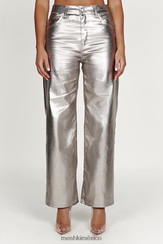 Meshki vaqueros rectos metalizados de Minnie plata ropa H48F8H1270