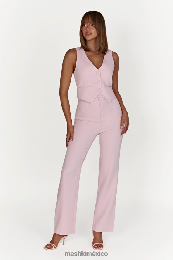 Meshki abrigo blair de crepé con cintura rubor rosa ropa H48F8H956